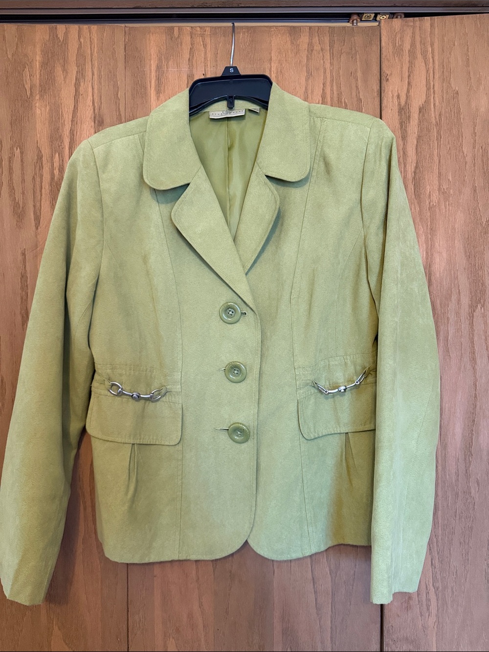 Studio Works Light Green Suede-Like Women's Blazer Jacket size 10